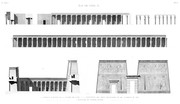 A Vol. I — Île de Philæ — Pl. 6 - 1.6. Coupe et élévation de la galerie de l'est 2.3.4.5. Élévation des deux colonnades et de l'édifice du sud 7. Élévation du premier pylône