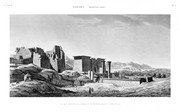 A Vol. II — Thèbes Medynet-Abou — Pl. 3 - Vue des propylées du temple et du pavillon, prise du côté du sud