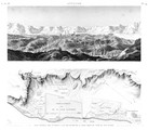 A Vol. IV — Antinoë — Pl. 54 - 1. Plan général des environs 2. Vue des ruines de la ville, prise du côté du sud-ouest