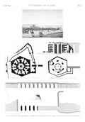 EM Vol. I — Environs du Kaire — Pl. 21 - 1. Vue de la plaine de la Qoubbeh 2.3.4. Prise d'eau de l'acquéduc du Kaire 5...8 Pont de la plaine des pyramides