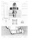 EM Vol. I — Île de Roudah — Pl. 23 - 1. Plan général du Meqyâs ou Nilomètre 2. Plan du puits 3. Coupe du Nilomètre 4.5.6. Détails de la colonne