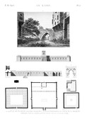 EM Vol. I — Le Kaire — Pl. 27 - 1.2.3.4. Plans de plusieurs grandes mosquées 5.6.7.8. Plan, élévation et coupe de la mosqée appelée Gầma' El Dâher 9. Ponts sur le canal du Kaire