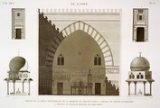 EM Vol. I — Le Kaire — Pl. 35 - 1. Portion de la coupe transversale de la mosquée de Soultân Hasan. 2.3. Détails de portes intérieures. 4.5. Détails du pavillon destiné aux ablutions.