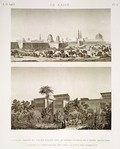 EM Vol. I — Le Kaire — Pl. 52 - 1. Vue du jardin du palais d'Elfy-Bey, quartier général de l'armée française. 2. Vue de la caravane de Tôr près la ville des tombeaux.