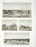 EM Vol. I — Basse Égypte — Pl. 77 - 1.3.4. Vue des tombeaux de Damiette. 2. Vue d'un village ruiné, environné de tombeaux.